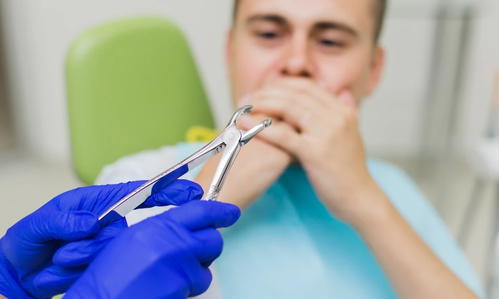 Photo of patient before tooth extraction